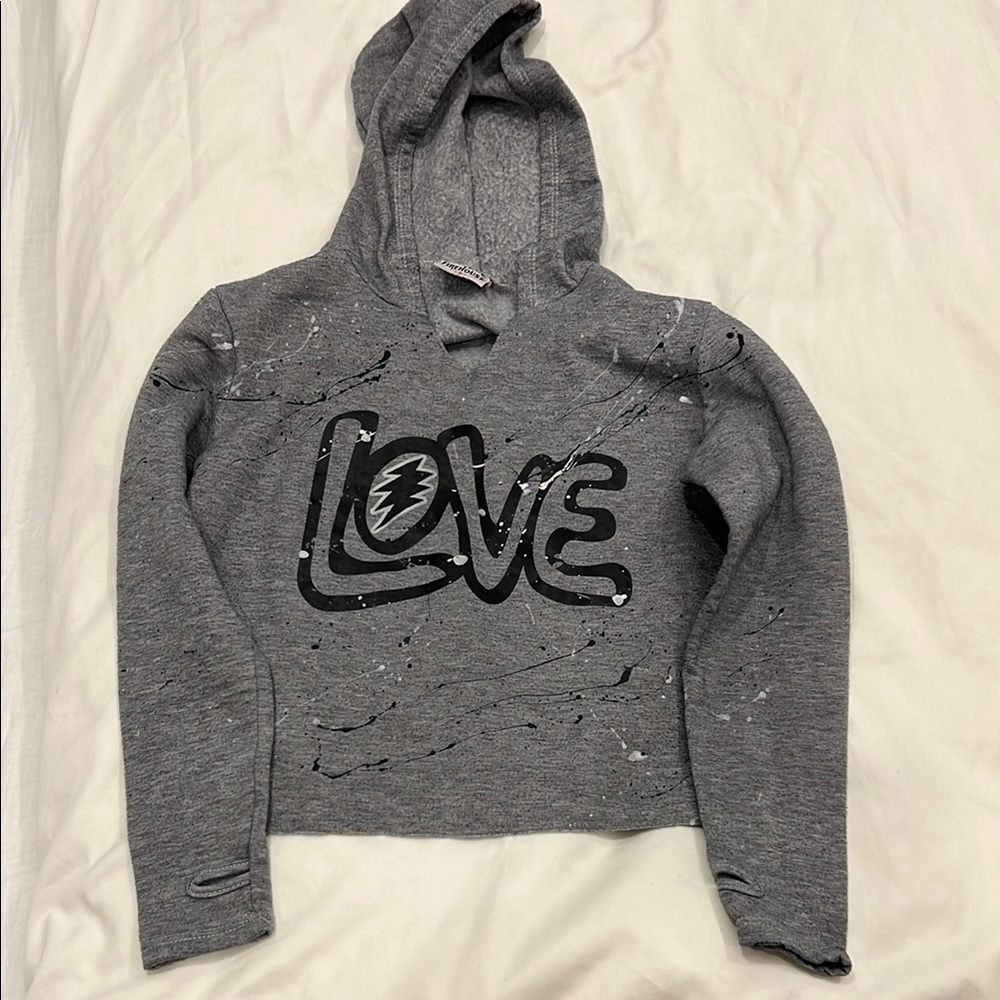 Gray Love Graphic Hoodie